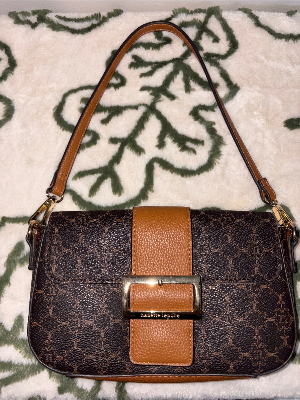 Nanette Lepore Fiona Logo Flap Baguette Bag